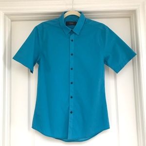 Topman Blue Short Sleeve Cotton Shirt Men Size S